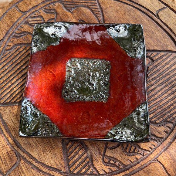 J Gallegos Other - Handmade Red and Black Small Tray or Spoon Rest